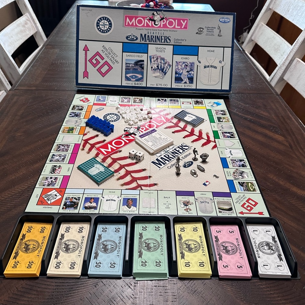 Vintage Monopoly Seattle Mariners MLB 25th Anniversary Board Game.